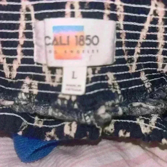 Cali 1850 Linen Blend Coastal Blue Straight Leg Beach Pants Size Large - Picture 4 of 4